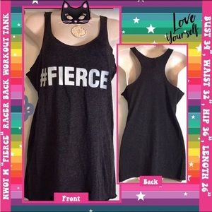 NEW M #FIERCE ATHLEISURE TANK TOP WORKOUT YOGA HEATHER BLACK RACER BACK